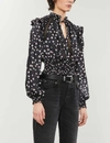 THE KOOPLES SPORT Floral-print satin-crepe blouse,R00048334