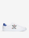 Gucci Men's New Ace Embroidered Leather Sneakers In White