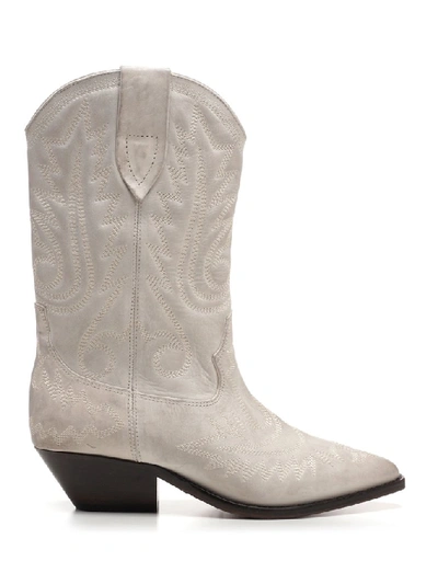 Isabel Marant Duerto Embroidered Leather Boots In White