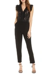 Adelyn Rae Deven Mesh & Lace Jumpsuit In Black-blush