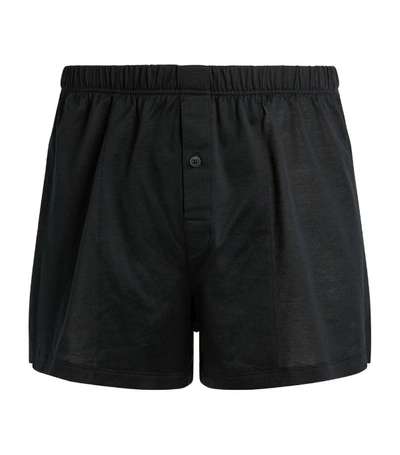 Hanro Sea Island Relaxed-fit Cotton Boxers In Black