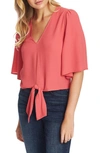 1.state Trendy Plus Size Flounce-sleeve Tie-front Top In Cherry Blossom