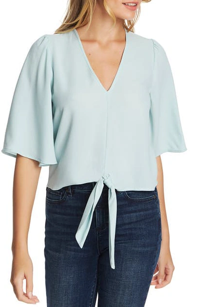 1.state Flounce-sleeve Tie-front Top In Dusty Mint