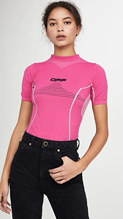 Off-white Active Short Sleeve Top In Fuchsia/black