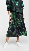 Off-white Pleated Printed Silk-crepe Midi Skirt In Black Green