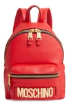 MOSCHINO LOGO LEATHER BACKPACK,A760280030112
