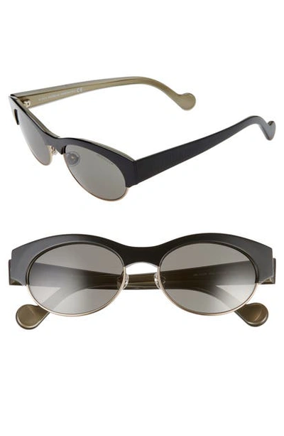 Moncler 53mm Round Sunglasses In Black/ Smoke/ Gold