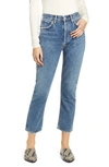 Agolde High-rise Straight Fit Riley Cropped Jeans 17cm In Frequency