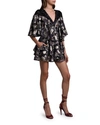 Etro Metallic Flutter Sleeve Romper In Black