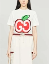 GUCCI GG apple-print embellished cotton-jersey T-shirt