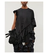 SIMONE ROCHA ASYMMETRIC FRILLED-TRIM SILK TOP