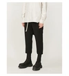 RICK OWENS DROPPED-CROTCH CROPPED CREPE TROUSERS