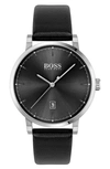 HUGO BOSS CONFIDENCE LEATHER STRAP WATCH, 42MM,1513790