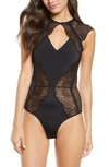 Thistle & Spire Minna Lace Thong Bodysuit In Black