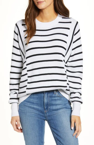 Vineyard Vines Crewneck Stripe Sweater In White Cap