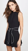 ALICE AND OLIVIA HARLAN MOCKNECK PLEATED ROMPER WITH BELT