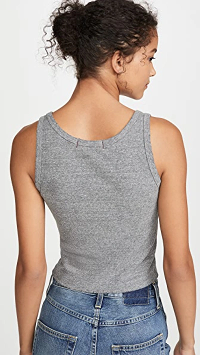 Amo Long Ribbed Tank Top In Grey