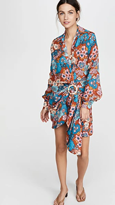 Dodo Bar Or Lora Embellished Gathered Floral-print Cotton Mini Dress In  Light Blue,pink,beige | ModeSens