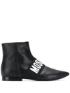 MOSCHINO LOGO BAND ANKLE BOOTS