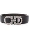 Ferragamo Logo Buckle Leather Belt In Black