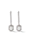 AS29 18KT WHITE GOLD MYE PAVE DIAMOND DROP HOOP EARRINGS