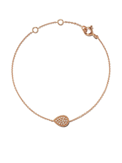 As29 18kt Rose Gold Mye Pear Beading Pave Diamond Bracelet