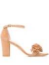 Stuart Weitzman Nearly 3d Flower Sandals In Brown