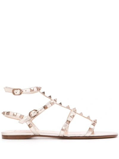 Valentino Garavani Rockstud Ankle Strap Flat Sandal In Pink