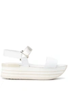 Hogan Striped-platform Sandals In White
