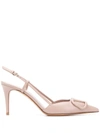 Valentino Garavani Vlogo 85mm Slingback Pumps In Beige