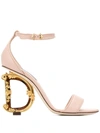 Dolce & Gabbana Logo Open-toed High-heeled Sandals In Pink