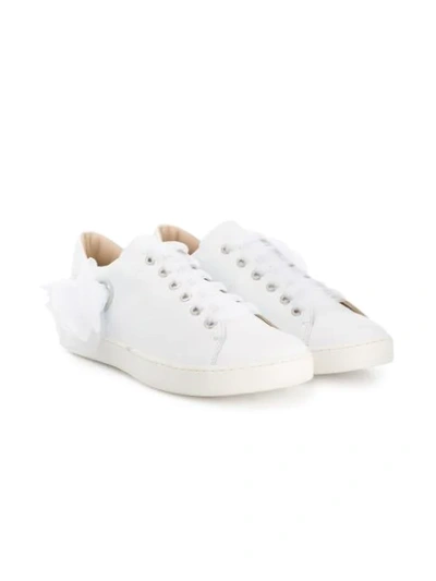 Florens Kids' Round Toe Floral Brooch Trainers In White