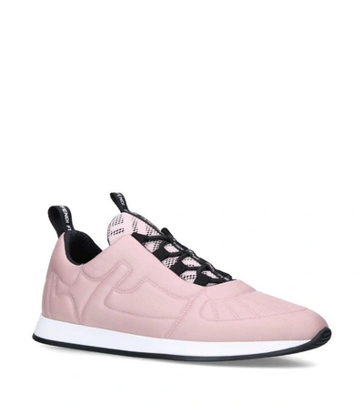 Fendi Ffreedom Stretch Lace-up Sneakers In Rosa