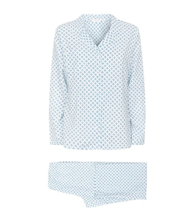 Derek Rose Ledbury Geometric Print Pyjama Set In Ledbury 32 Cotton Batiste White