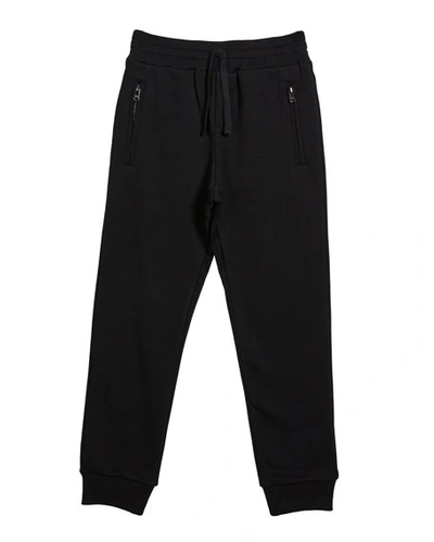 Dolce & Gabbana Kids' Boy's Zip Pockets Jogger Sweatpants In Black