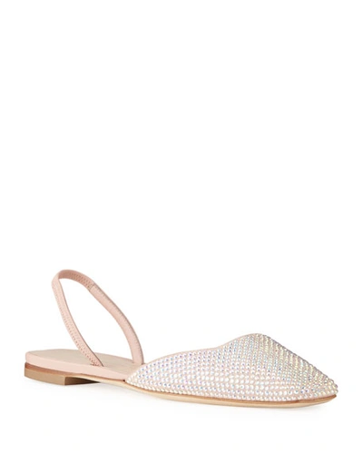 Giuseppe Zanotti Flat Suede And Crystal Halter Flats In Pink