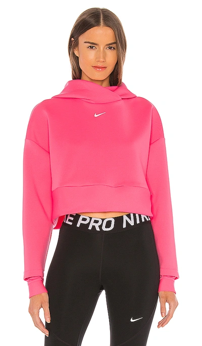 Nike Clean Fleece Hoodie In Digital Pink & Metallic Silver