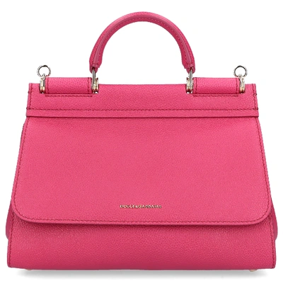 Dolce & Gabbana 手提包 Sicily S 小牛皮 Logo 紫红色 In Pink