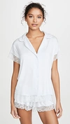 Eberjey Malou Lace-trim Short Pajama Set In Water Blue
