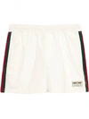 Gucci Mid-length Webbing-trimmed Swim Shorts In White