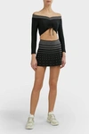 ADAM SELMAN Sporty Stud-Embellished Mini Skirt