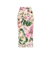 Dolce & Gabbana Floral Print Stretch Silk Charmeuse Pencil Skirt In Pink,green,purple