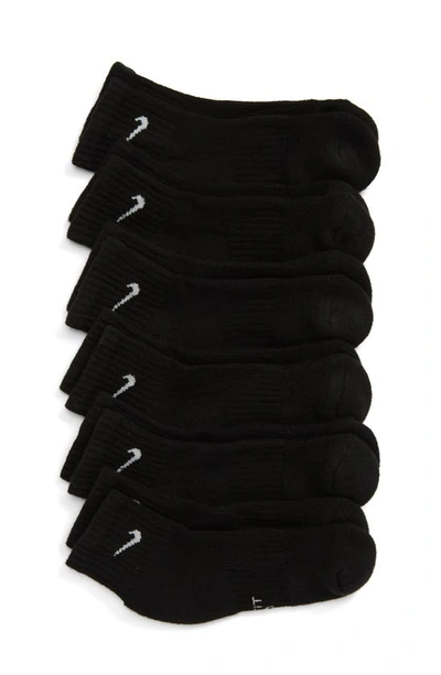 Nike Kids' 6-pack Everyday Cushioned No-show Training Socks In Black