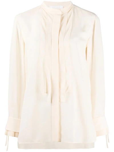 Chloé Pleated Details Buttercream Blouse In Pink & Purple