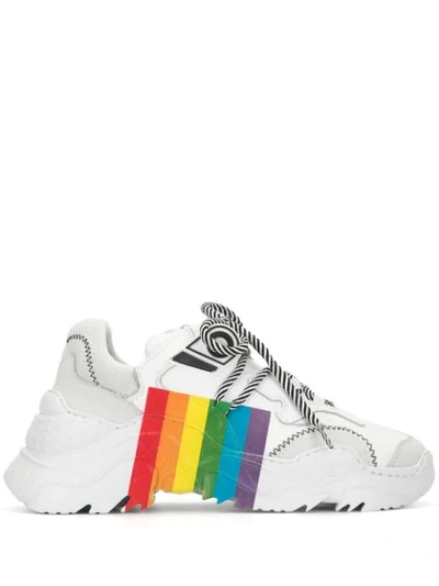 N°21 Billy Rainbow Leather Mix Media Sneakers In White