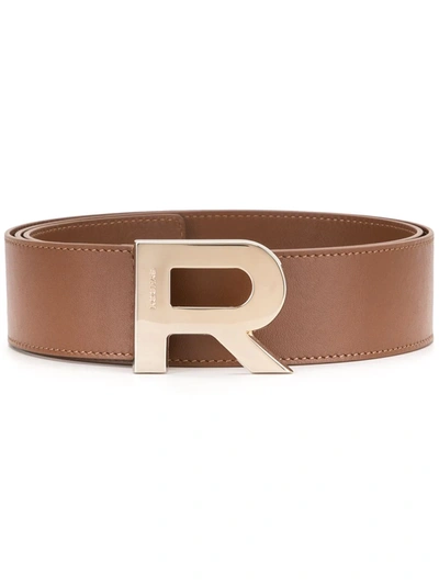 Rochas Logo Buckle Belt In Brown