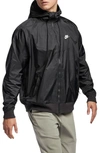 Nike Nsw Windrunner Logo-embroidered Recycled Shell Hooded Jacket In Black/ Black/ Black/ Sail
