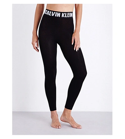 Calvin Klein 'retro' Logo Leggings In 00 Black