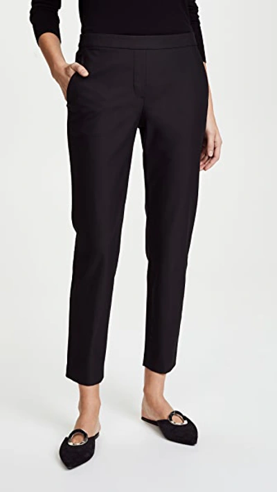 Theory Cropped Cotton-blend Twill Straight-leg Pants In Black