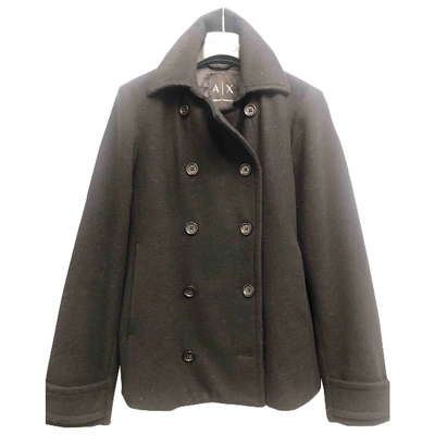 Pre-owned Emporio Armani Wool Peacoat In Black